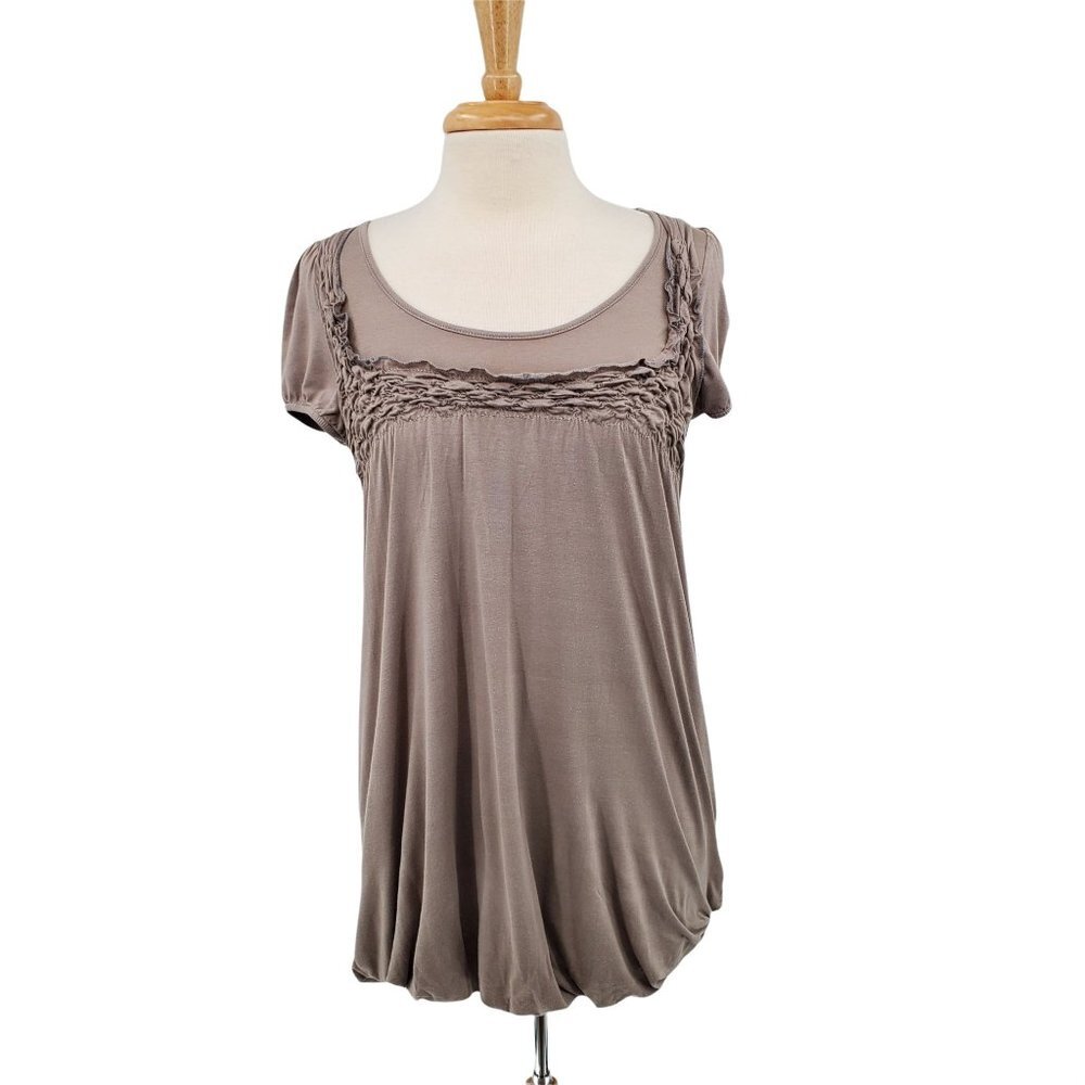 Pitaya‎ Womens Bubble Hem Mini Dress Juniors Size M Gray Stretch Boho Casual